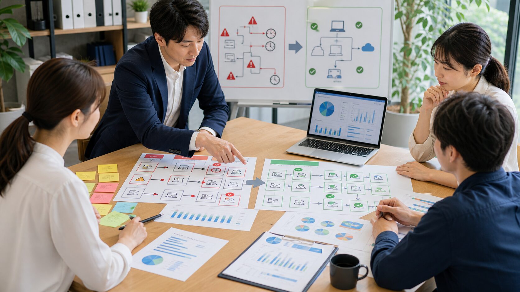 中小企業が業務課題とデジタル化の目的を整理するイメージ