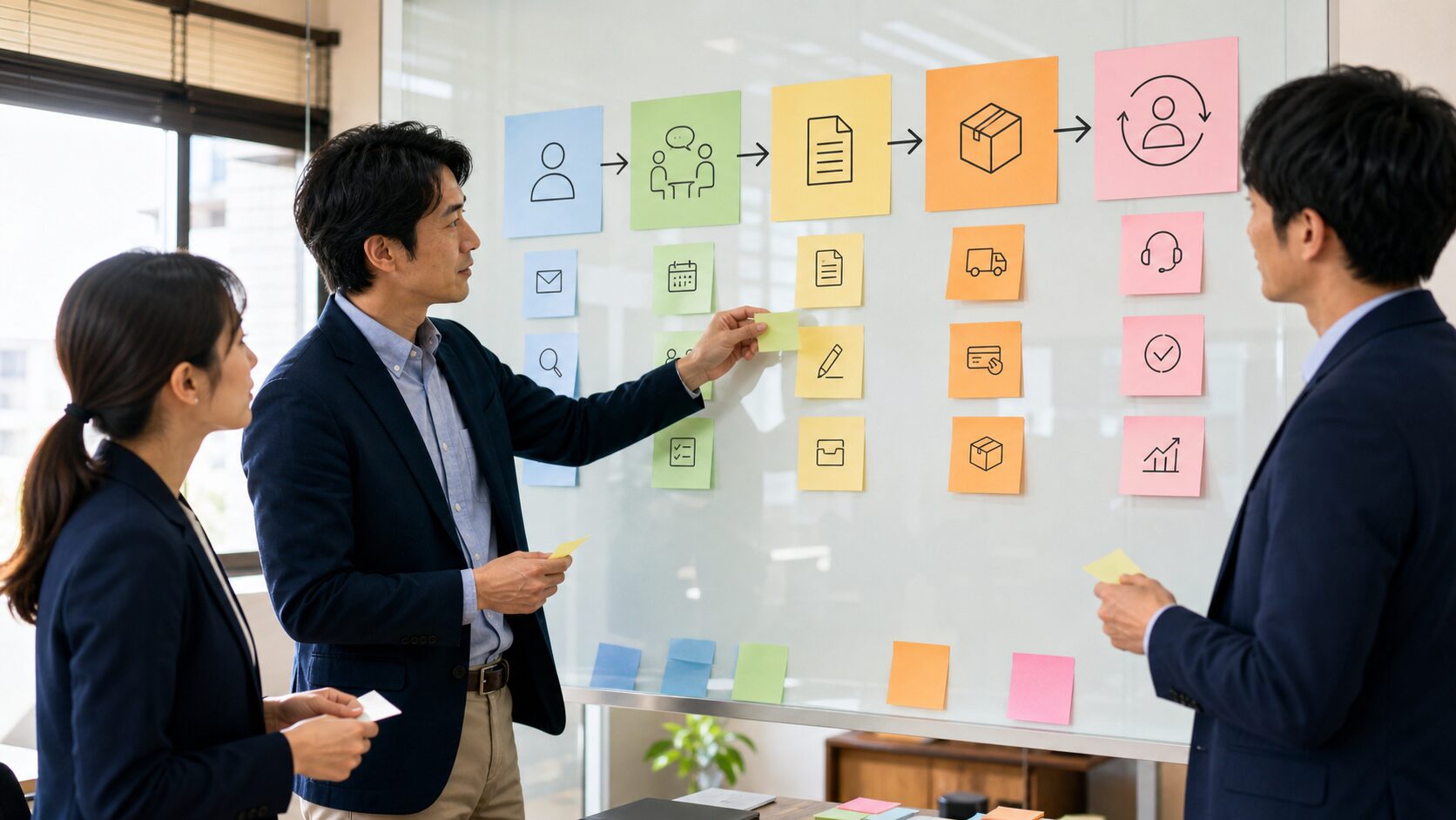営業チームが現在の営業プロセスを可視化するイメージ