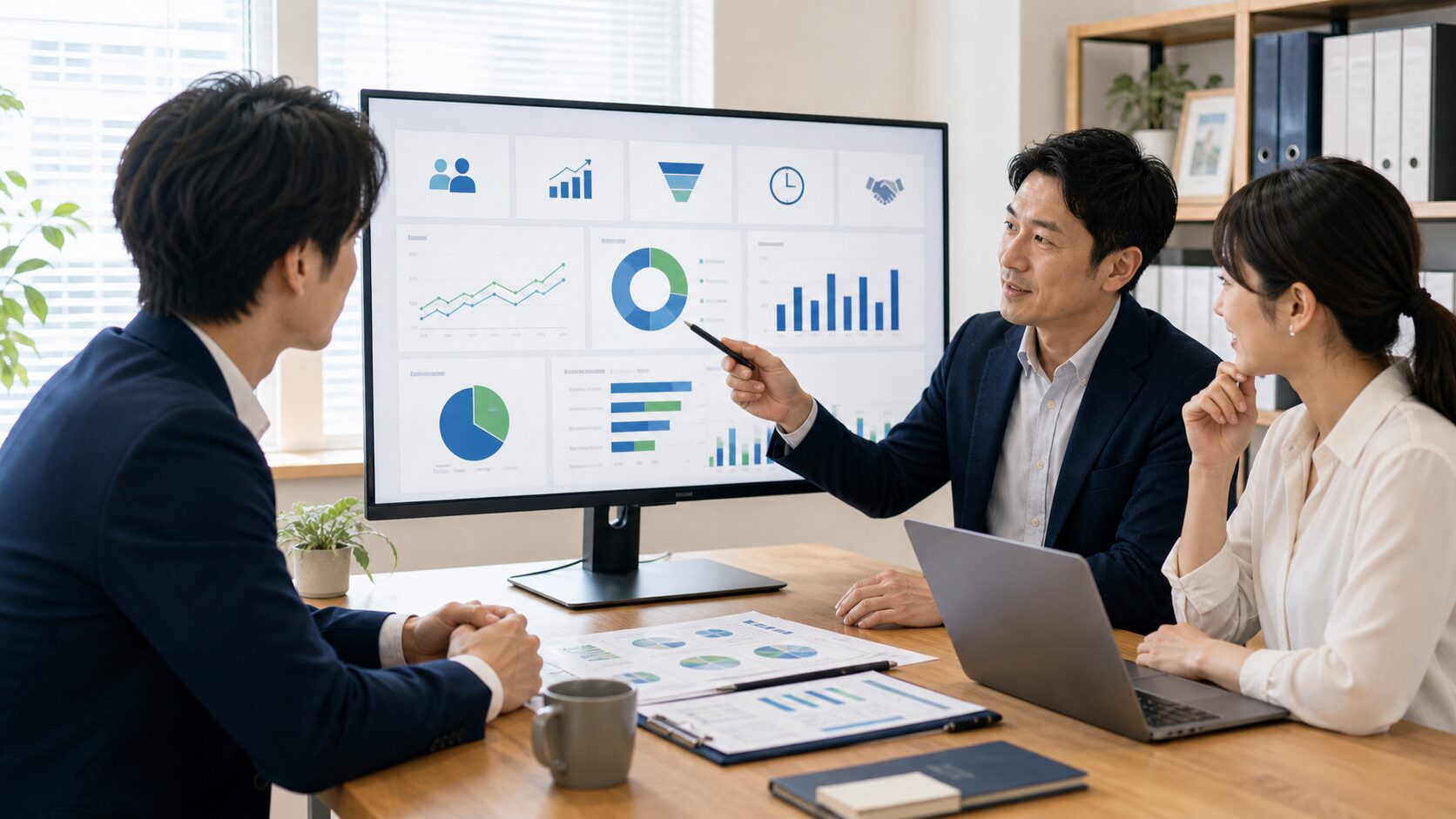 法人問い合わせの数と質をダッシュボードで確認するイメージ