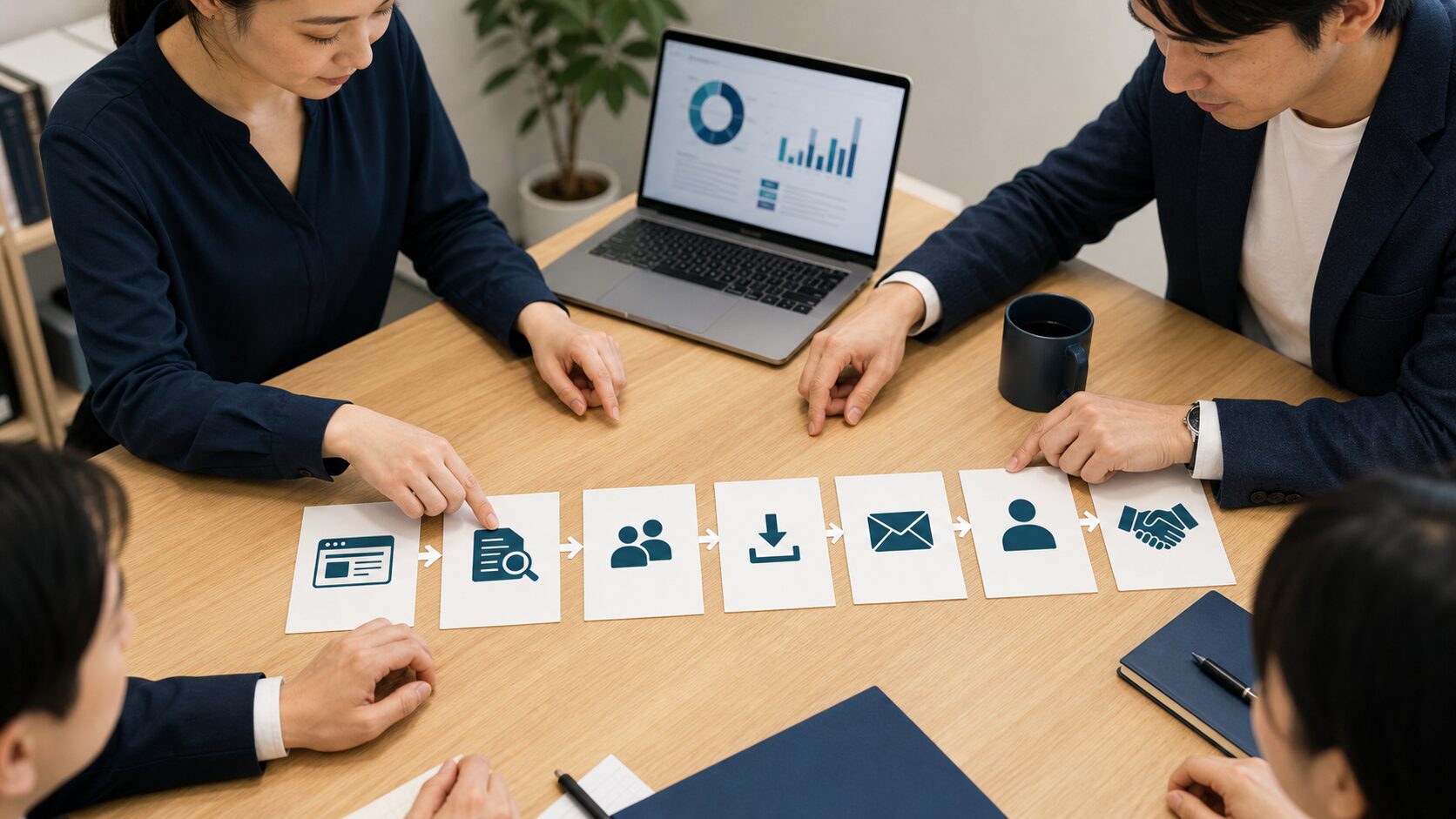 コンテンツから営業へつなぐBtoBマーケティング導線のイメージ