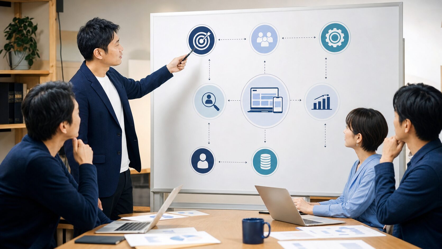 企業がデジタルマーケティング導入の準備を整理するイメージ