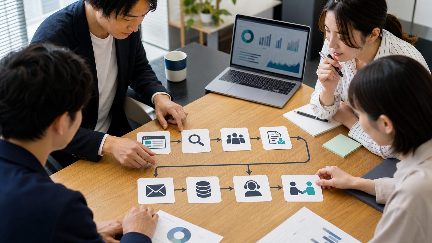 企業がデジタルマーケティング施策を選定するイメージ
