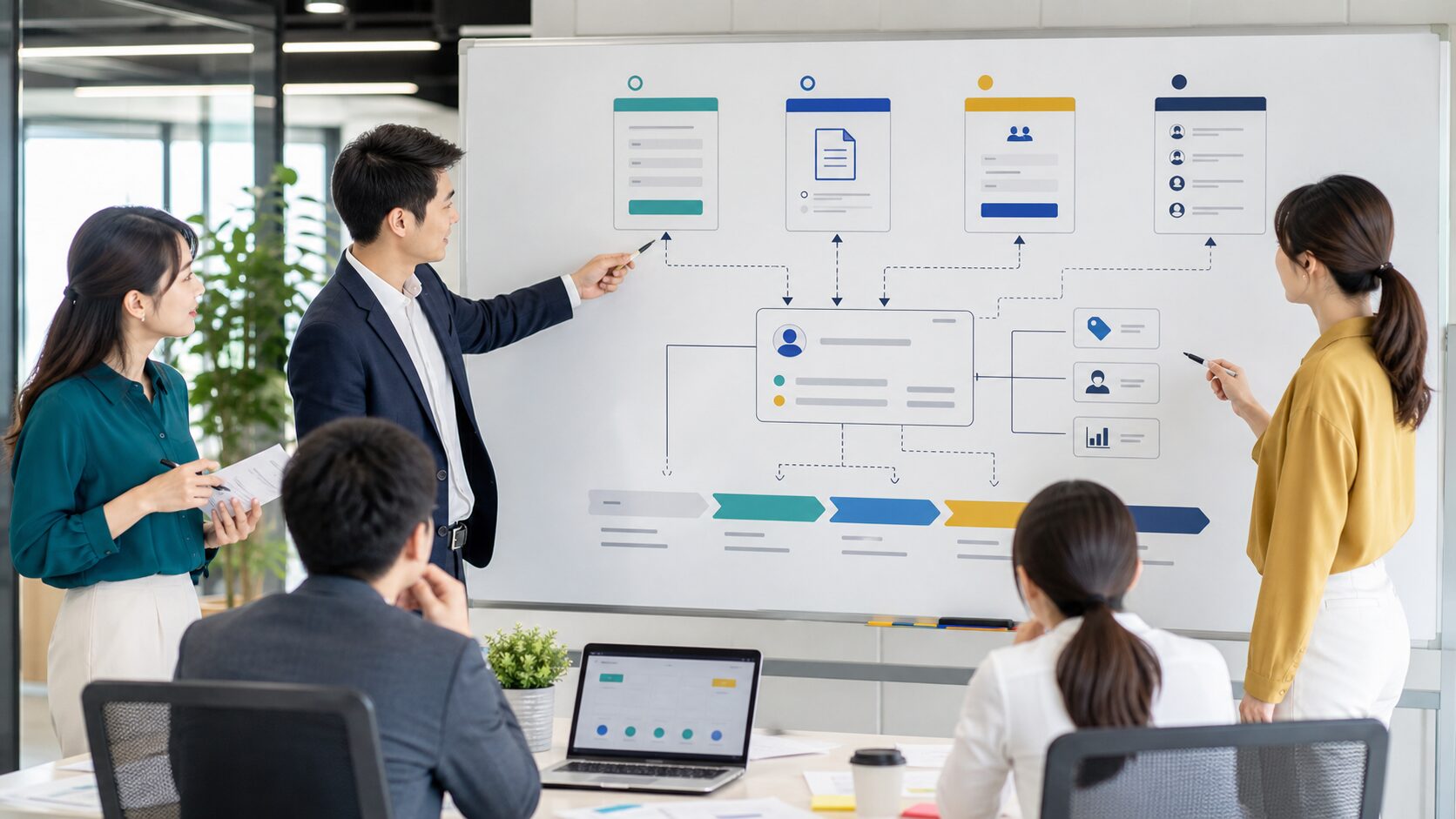 Web問い合わせとSFAを連携させる流れを設計するイメージ
