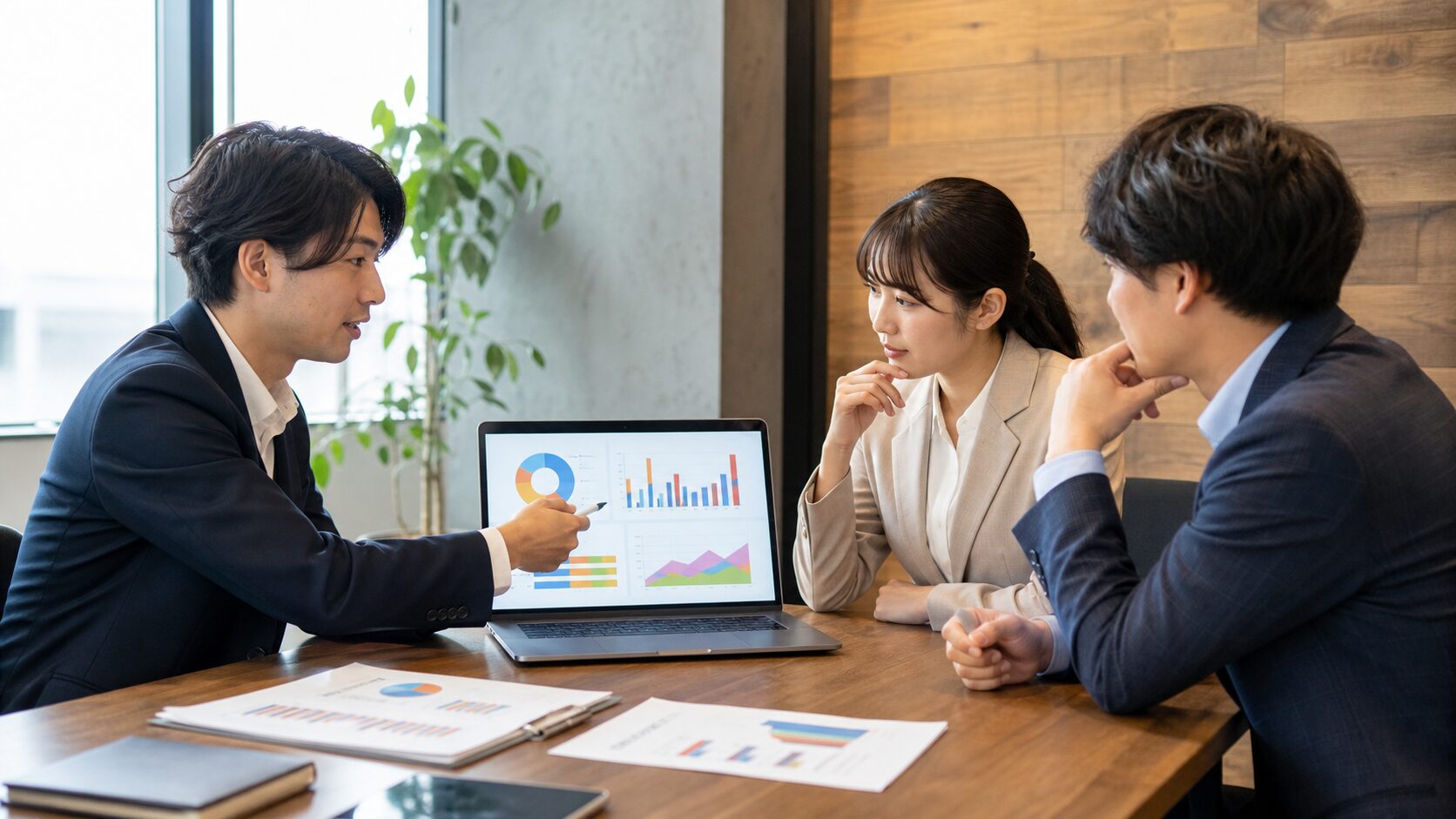 Web広告のCPAと問い合わせ品質を確認し代理店の見直しを検討する会議のイメージ